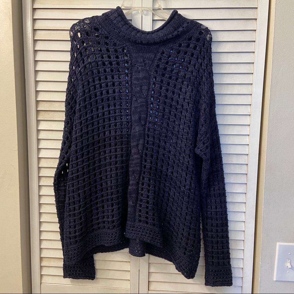 Free People Open Knit Blue Sweater L